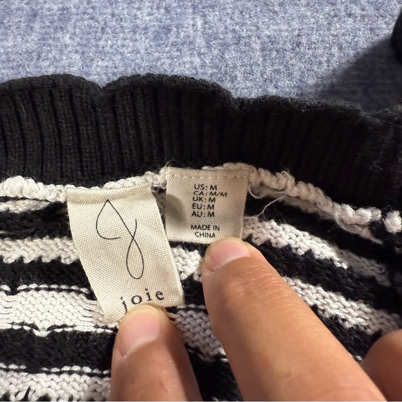 Joie Black White Striped Knit Crochet Dress | Size M | Designer Resort Beachwear - Picture 3 of 12